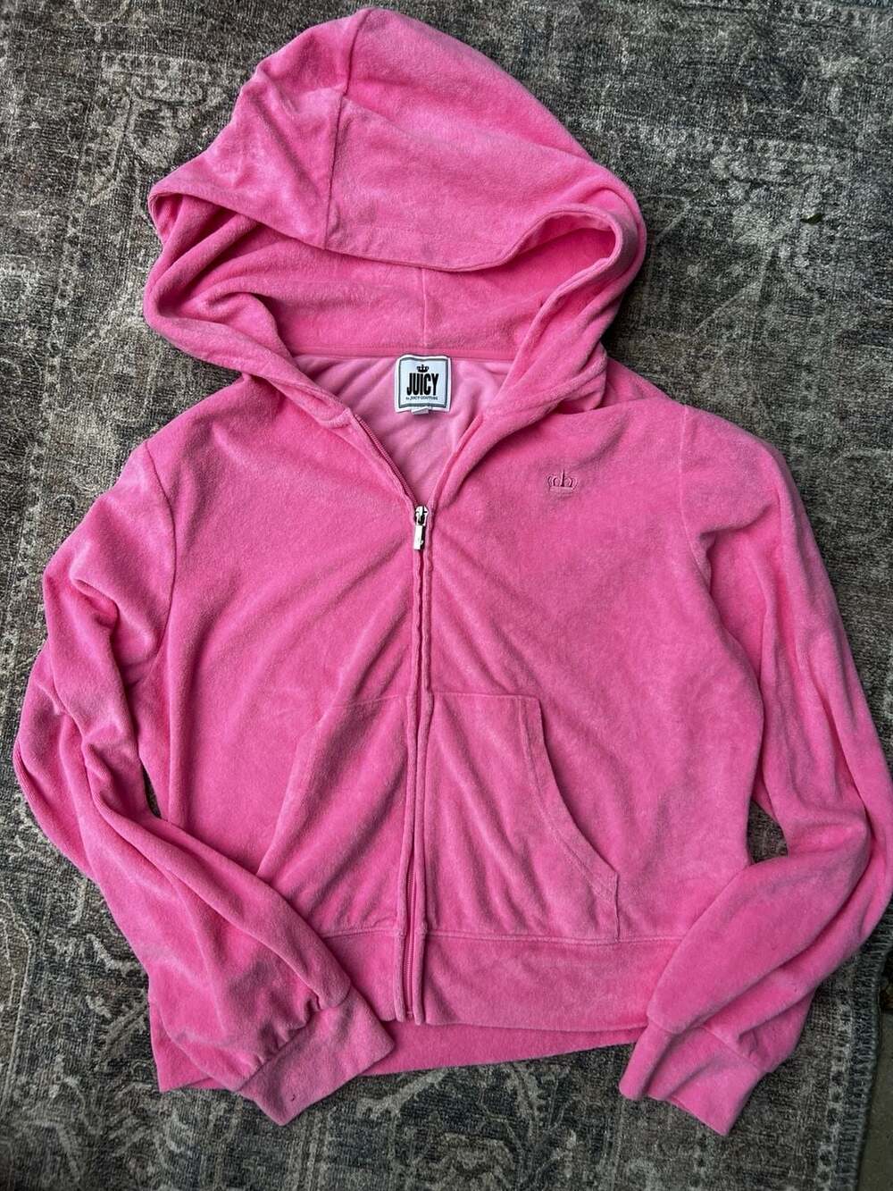 Juicy Couture Pink Velour Full-Zip Hoodie